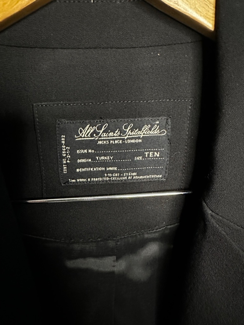 AllSaints Black Blazer Size 10 Tailored Minimalist Workwear - Picture 3 of 3